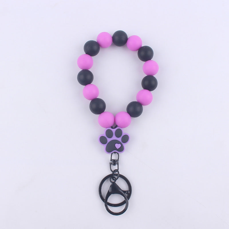 Wholesale Cartoon Silicone Dog Claw Handmade Beaded Wrist Keychain